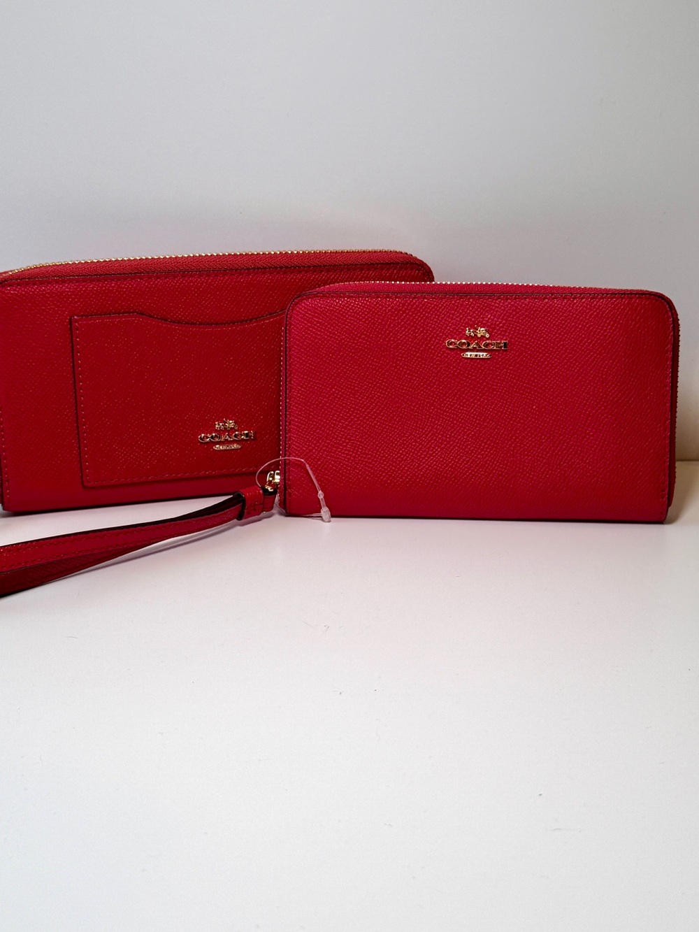 Coach Fuchsia Saffiano Zip Wristlet & Zip-Around Wallet Set